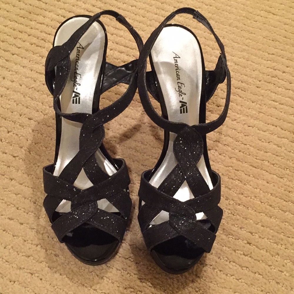 Black sparkling high heels